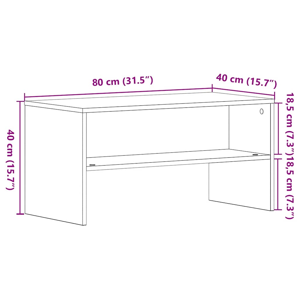 fekete tölgy színű szerelt fa TV-szekrény 80 x 40 x 40 cm