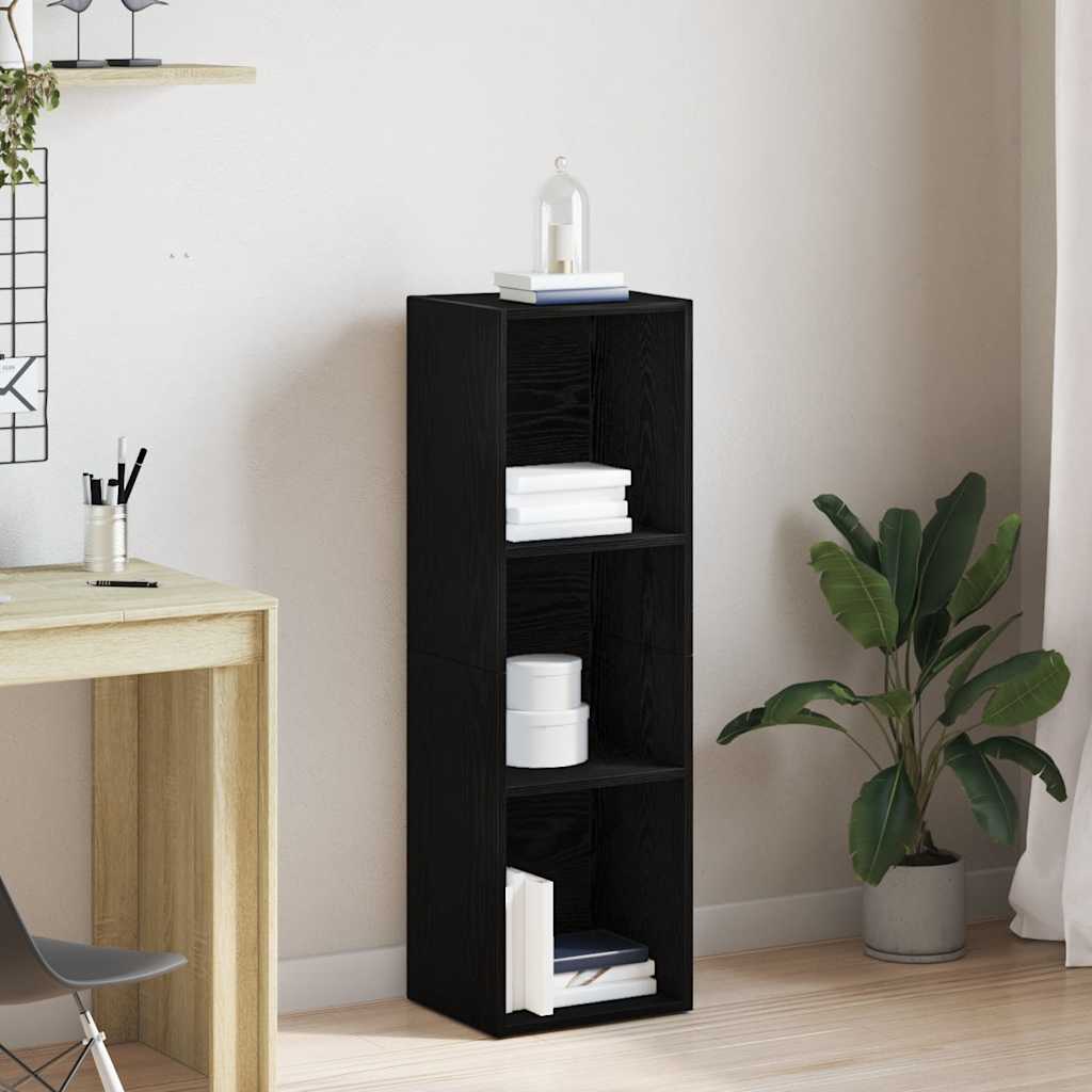 fekete tölgy szerelt fa könyvespolc 36x30x114 cm