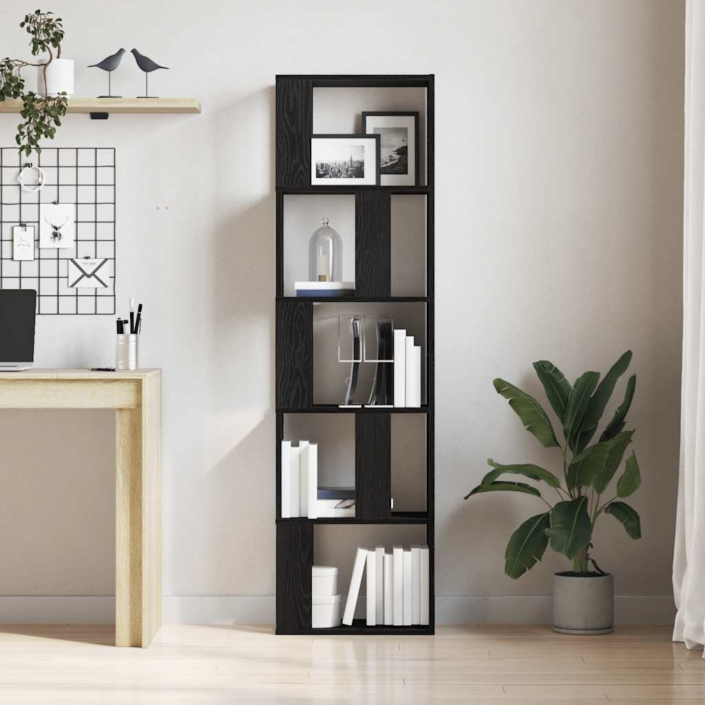 fekete tölgy szerelt fa könyvszekrény/szobaosztó 45x24x159 cm