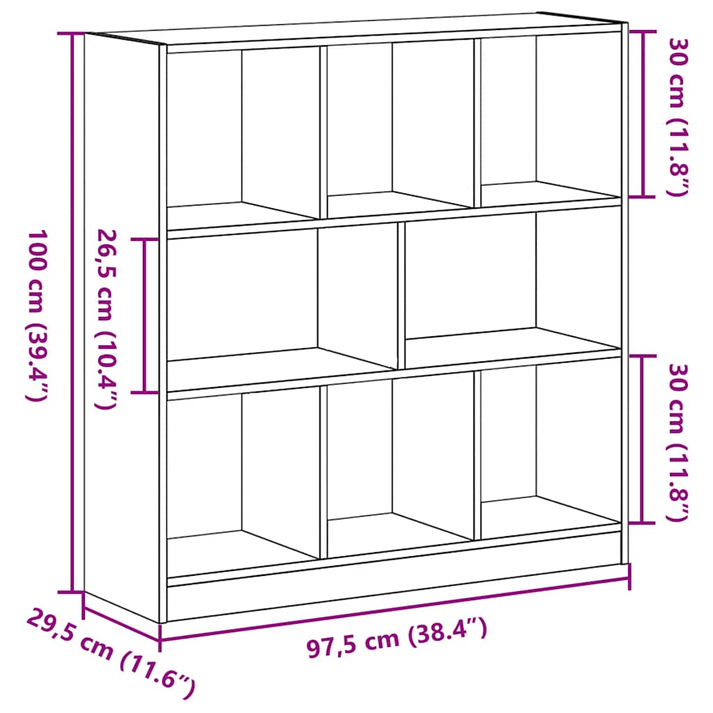 fekete tölgy színű szerelt fa könyvszekrény 97,5x29,5x100 cm