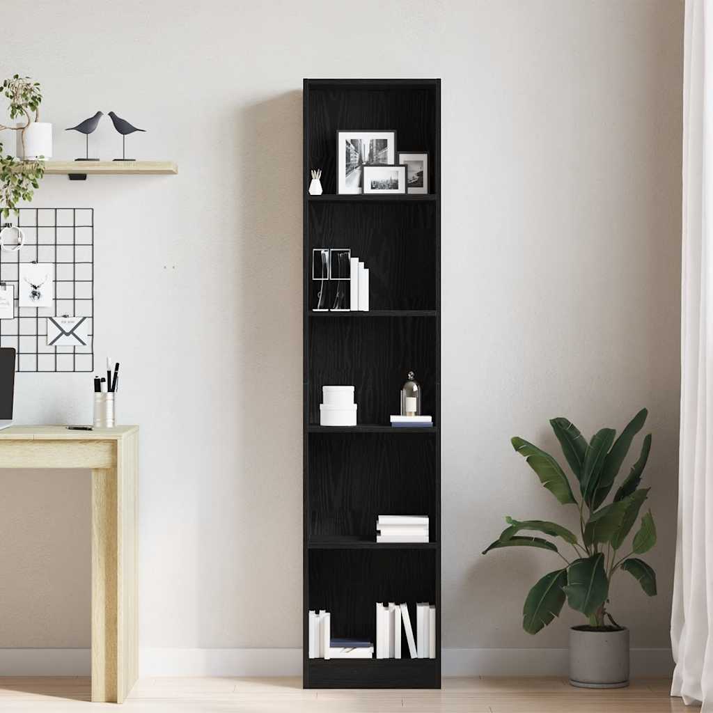 fekete tölgy szerelt fa könyvespolc 40x24x176 cm