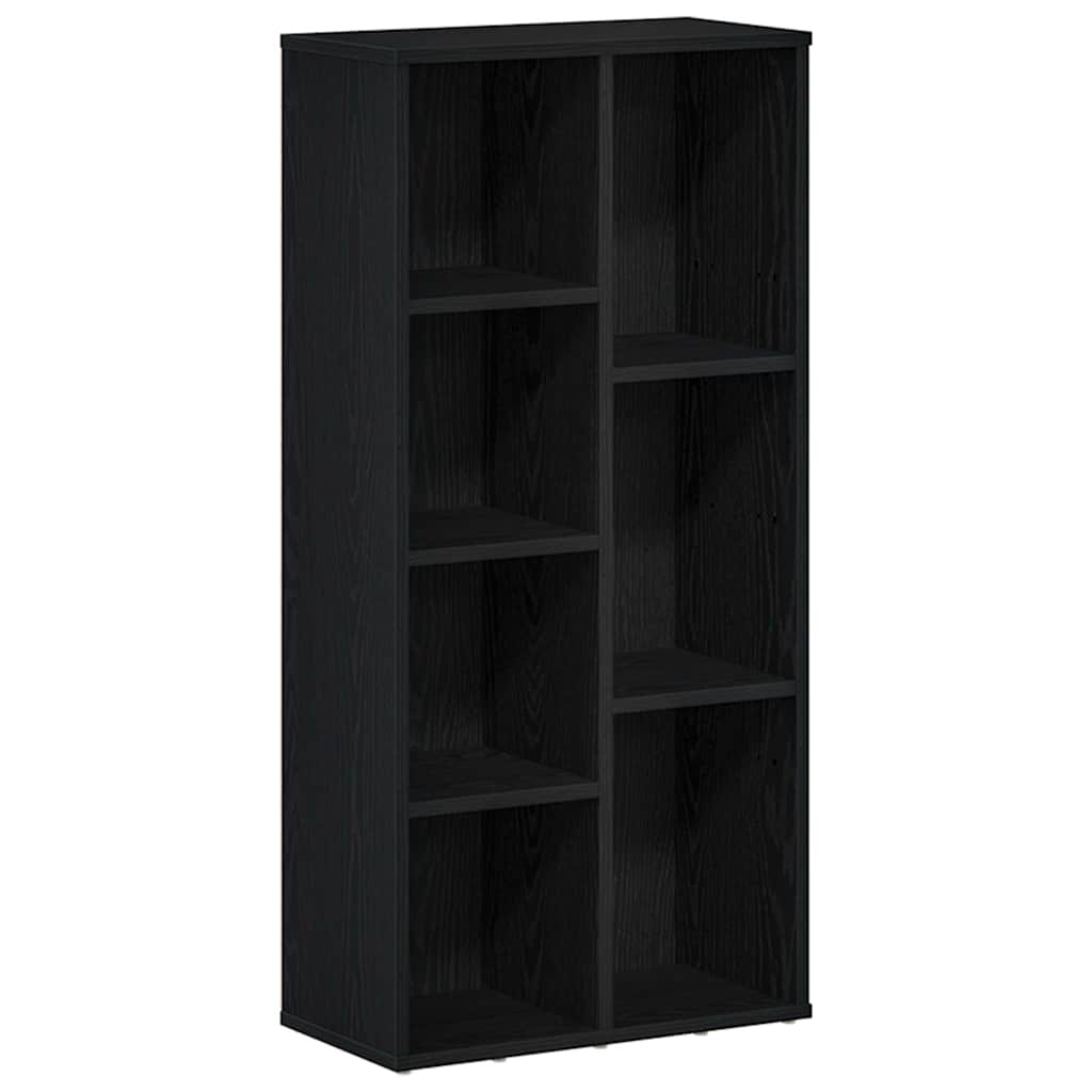 fekete tölgy szerelt fa könyvespolc 50x25x104 cm