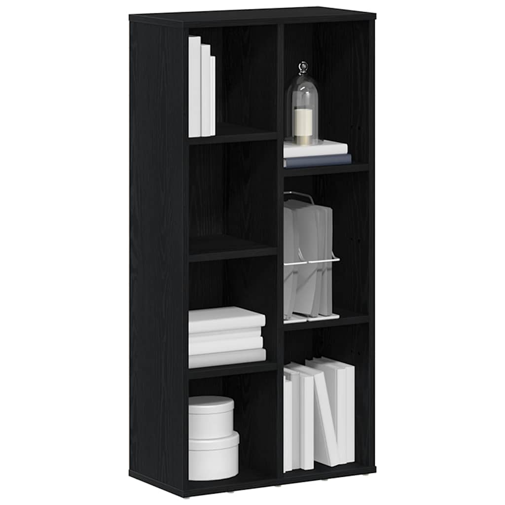 fekete tölgy szerelt fa könyvespolc 50x25x104 cm
