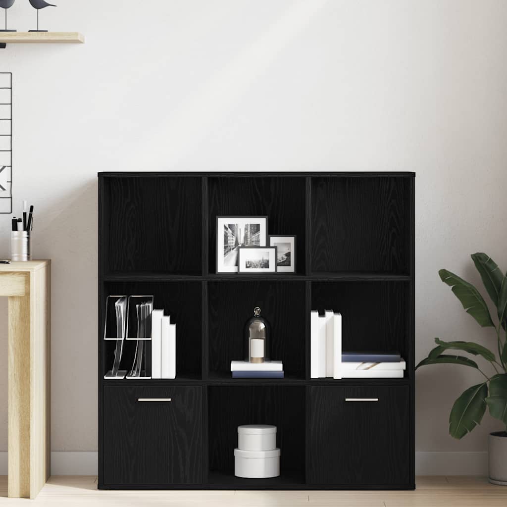 fekete tölgy színű szerelt fa könyvszekrény 98x29x97,5 cm