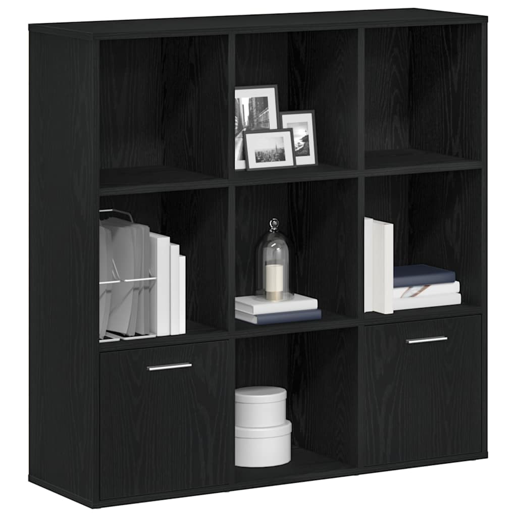 fekete tölgy színű szerelt fa könyvszekrény 98x29x97,5 cm