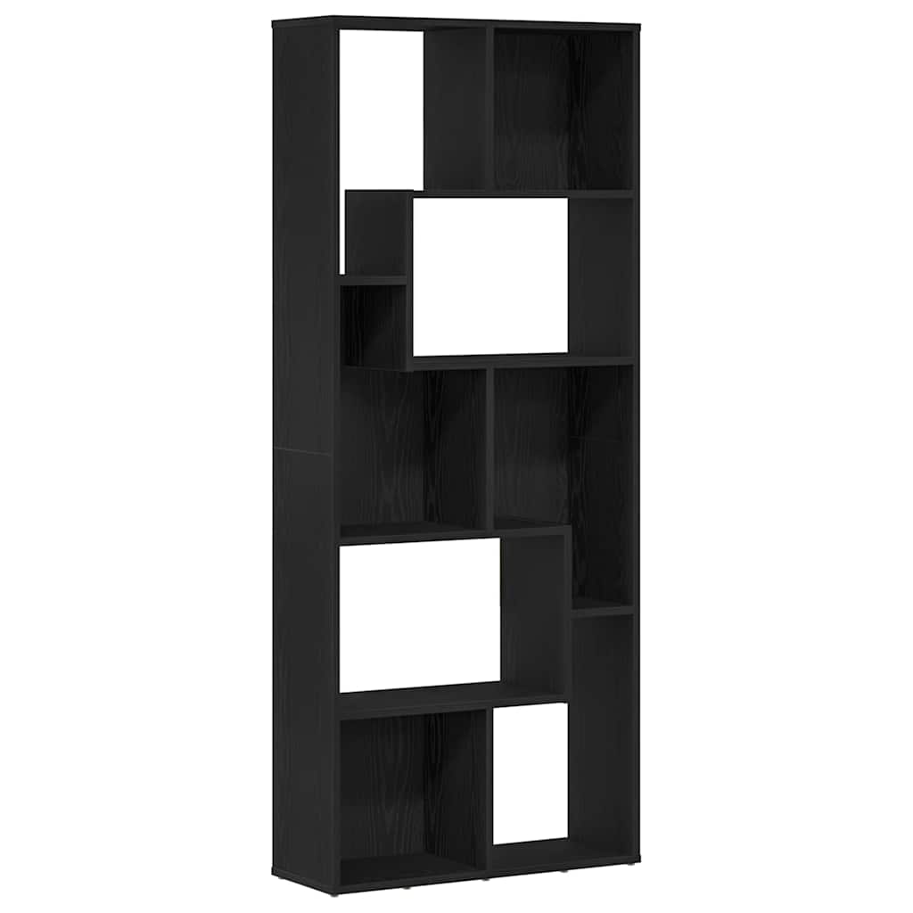 fekete tölgy színű szerelt fa könyvespolc 67 x 24 x 161 cm