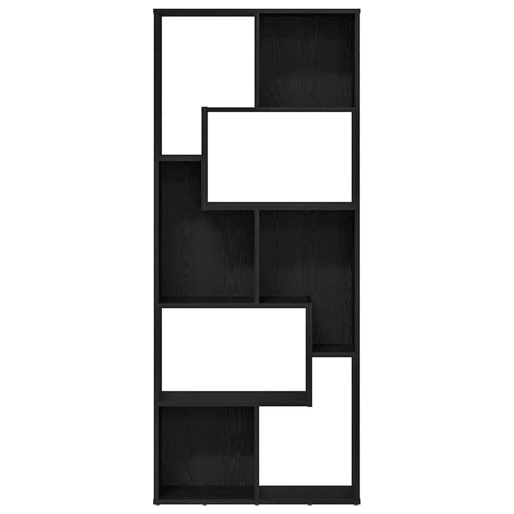 fekete tölgy színű szerelt fa könyvespolc 67 x 24 x 161 cm