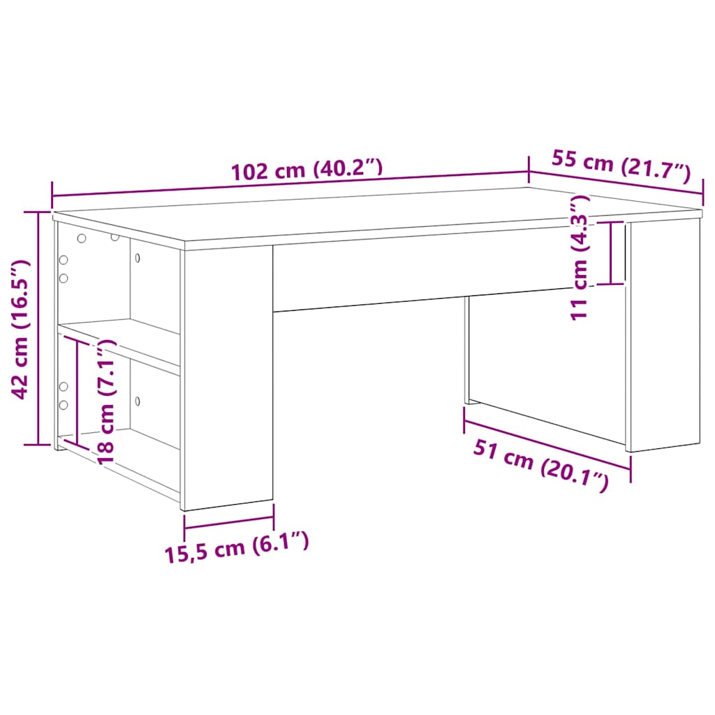 Dohányzóasztal Musta tammi 102 x 55 x 42 cm Faanyag