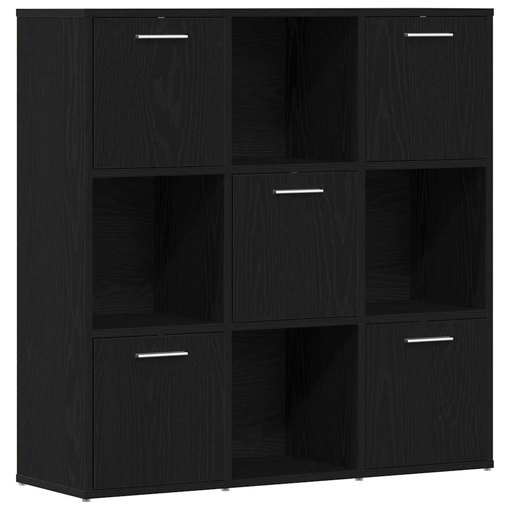 fekete tölgy szerelt fa könyvszekrény 90x28x90 cm