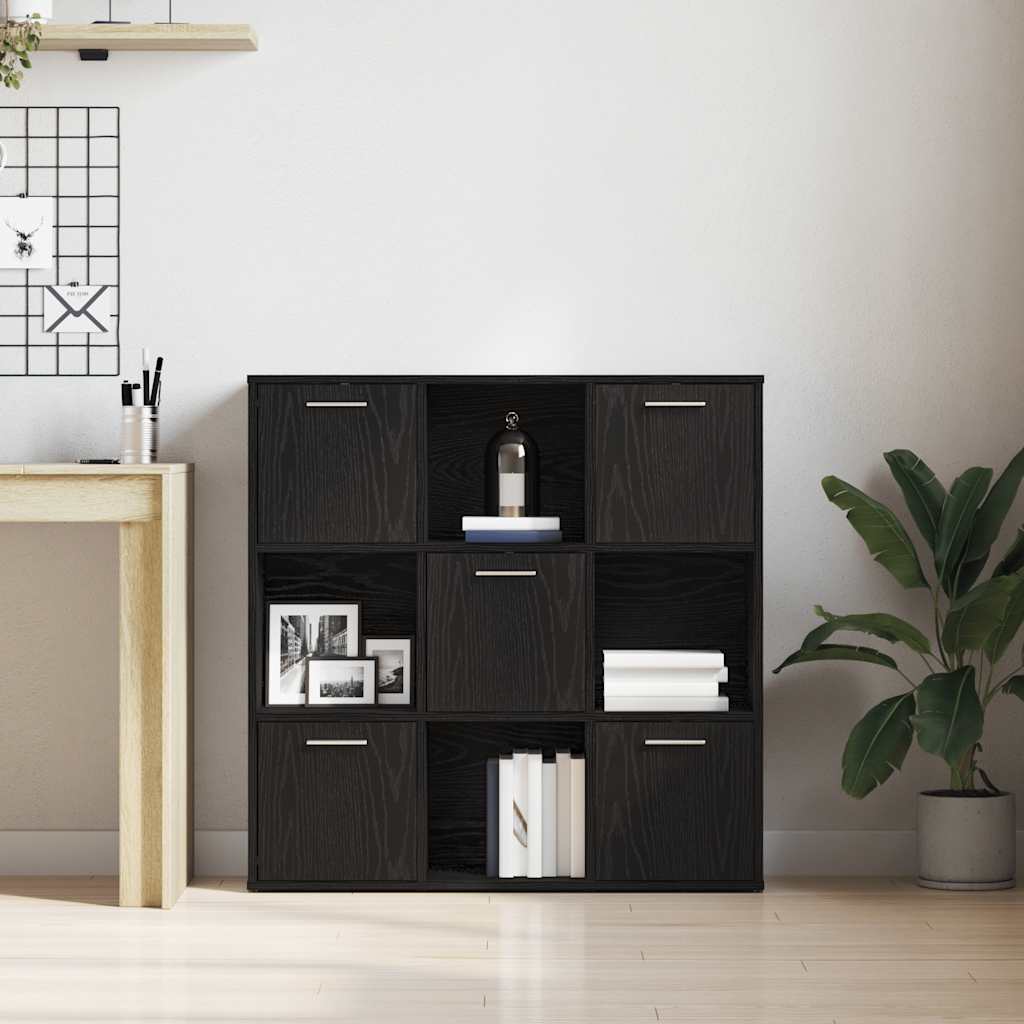 fekete tölgy szerelt fa könyvszekrény 90x28x90 cm