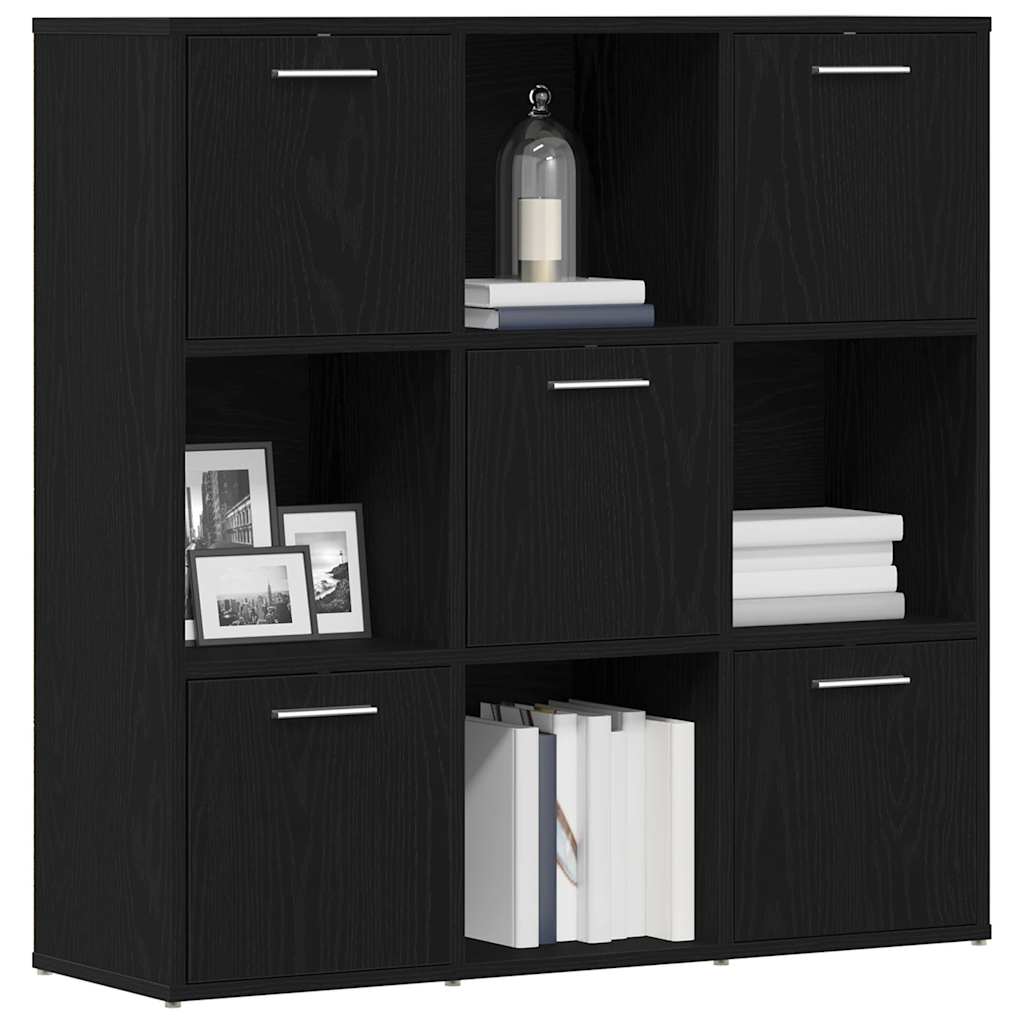 fekete tölgy szerelt fa könyvszekrény 90x28x90 cm