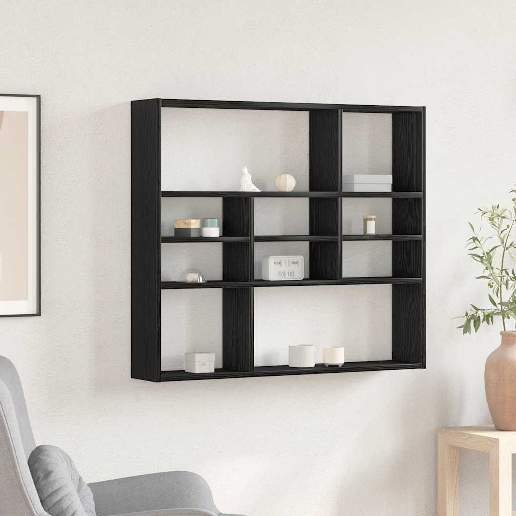 fekete tölgy színű szerelt fa fali polc 90 x 16 x 78 cm