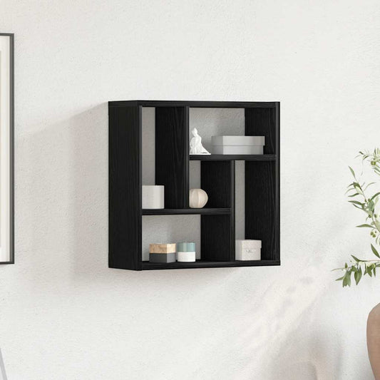 fekete tölgy színű szerelt fa fali polc 45x16x45 cm