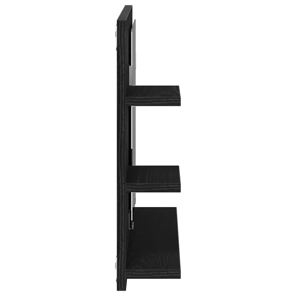 fekete tölgy színű szerelt fa fürdőszobai tükör 60x10,5x45 cm