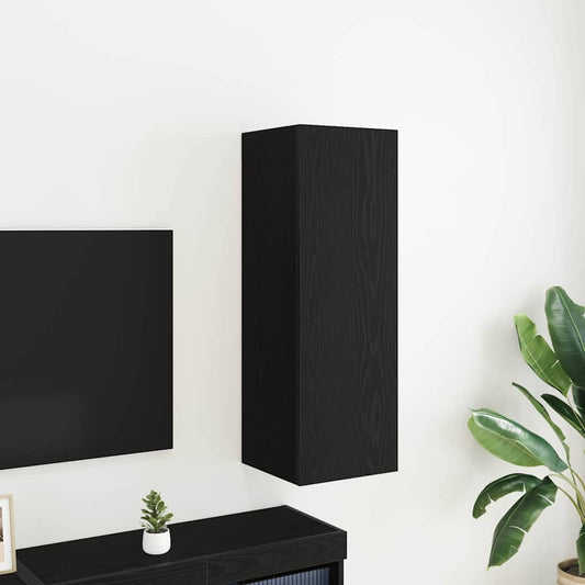 Tárolós fali TV szekrény Musta tammi 30.5 x 30 x 90 cm Faanyag