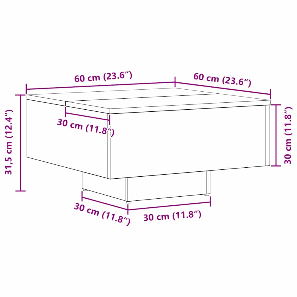 Dohányzóasztal Musta tammi 60 x 60 x 31.5 cm Faanyag