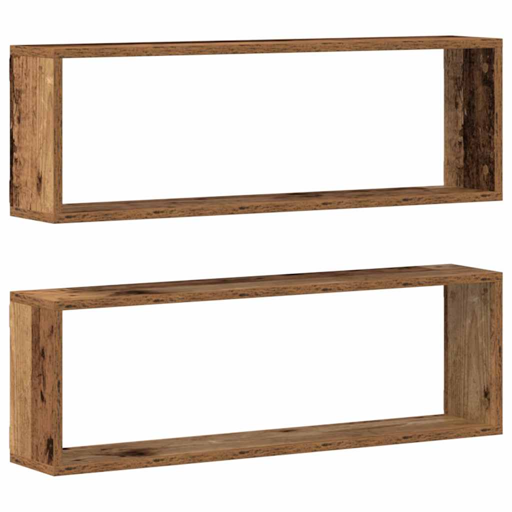 Fali Polc polcokkal 2 pcs Régi fa 80 x 15 x 26 cm Faanyag