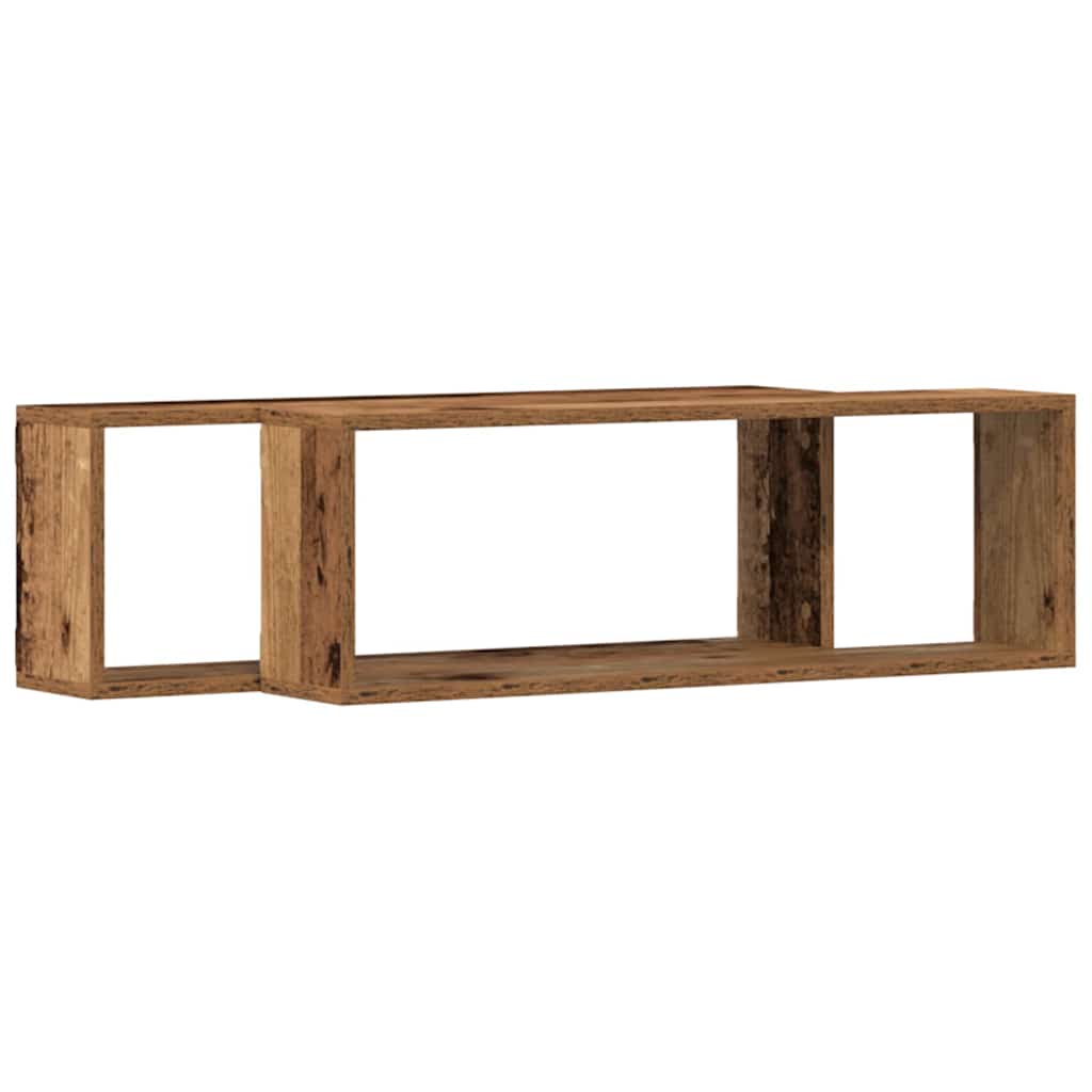 Fali Polc polcokkal 2 pcs Régi fa 80 x 15 x 26 cm Faanyag