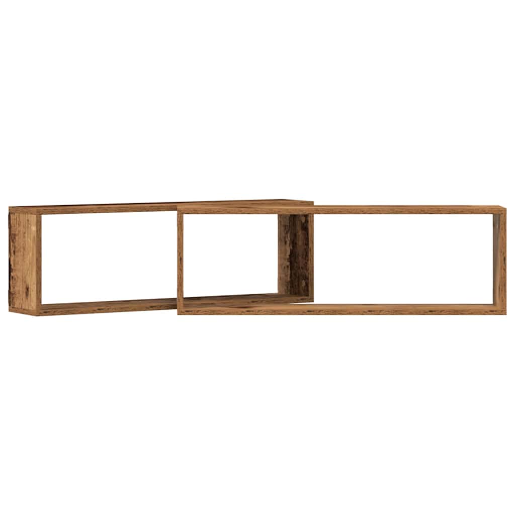 Fali Polc polcokkal 2 pcs Régi fa 80 x 15 x 26 cm Faanyag