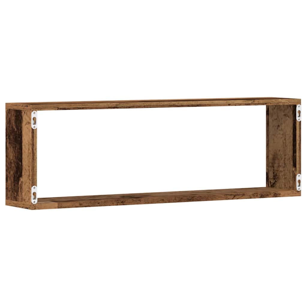 Fali Polc polcokkal 2 pcs Régi fa 80 x 15 x 26 cm Faanyag