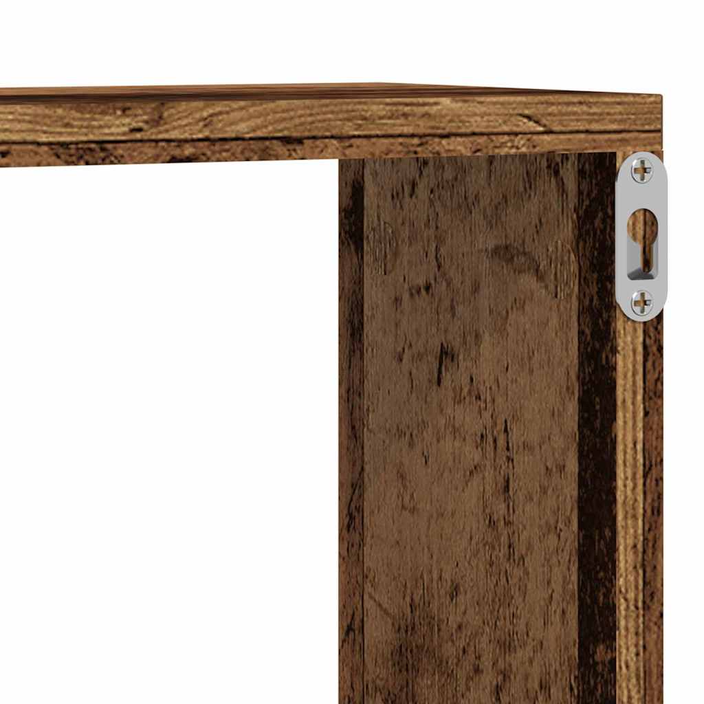 Fali Polc polcokkal 4 pcs Régi fa 80 x 15 x 26 cm Faanyag