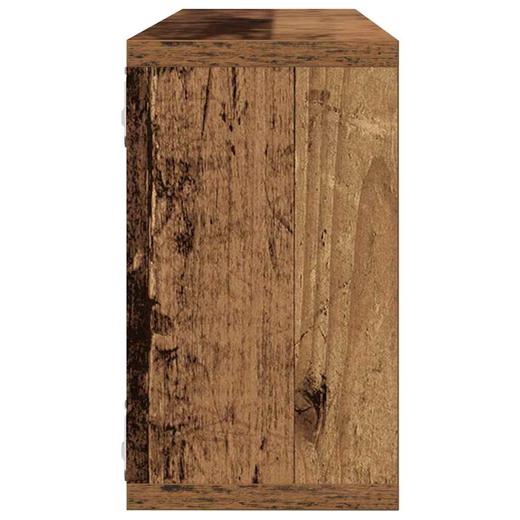 Fali Polc polcokkal 4 pcs Régi fa 80 x 15 x 26 cm Faanyag