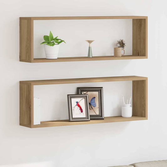 Fali Polc 2 pcs Kézműves tölgy 80 x 15 x 26 cm Faanyag