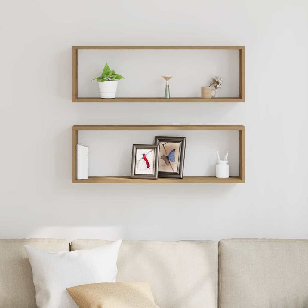 Fali Polc 2 pcs Kézműves tölgy 80 x 15 x 26 cm Faanyag