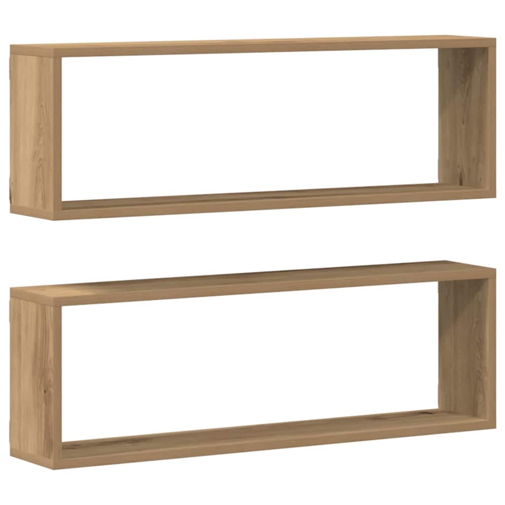 Fali Polc 2 pcs Kézműves tölgy 80 x 15 x 26 cm Faanyag