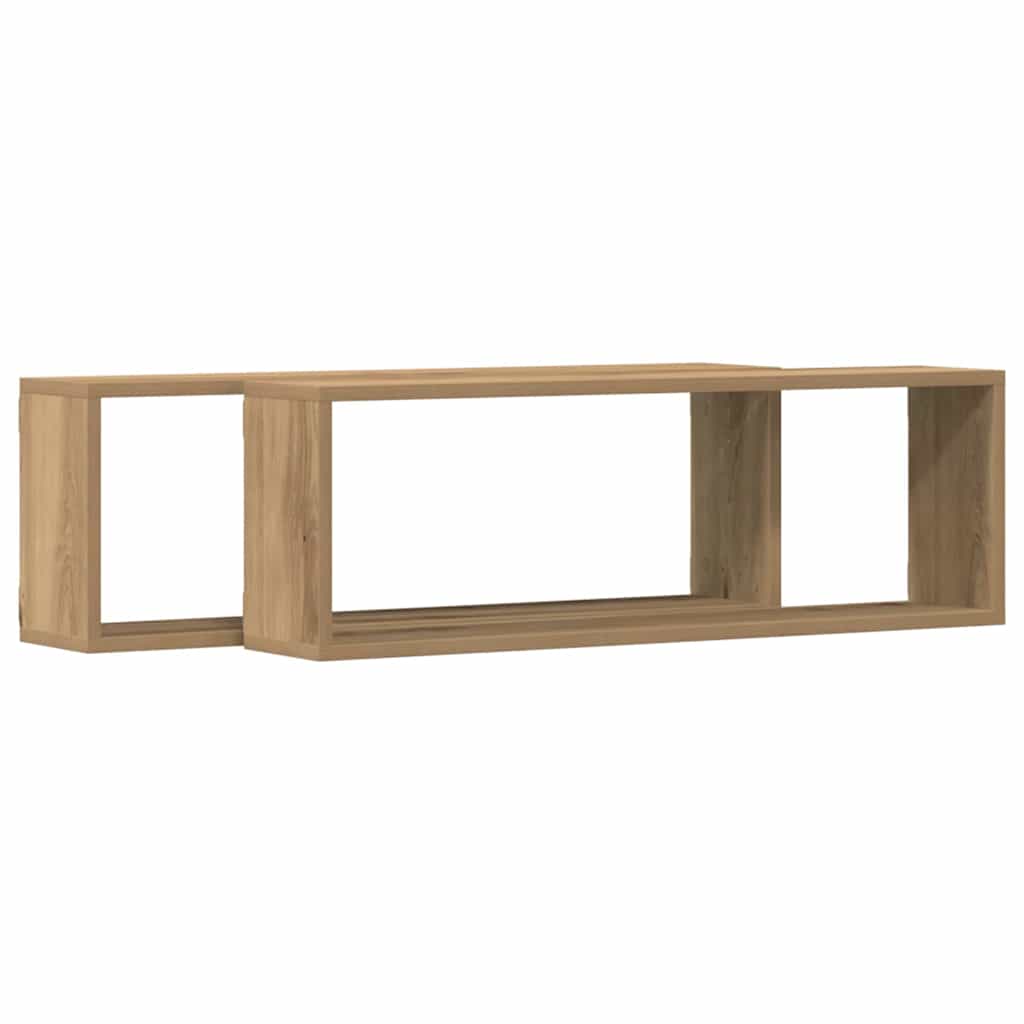 Fali Polc 2 pcs Kézműves tölgy 80 x 15 x 26 cm Faanyag