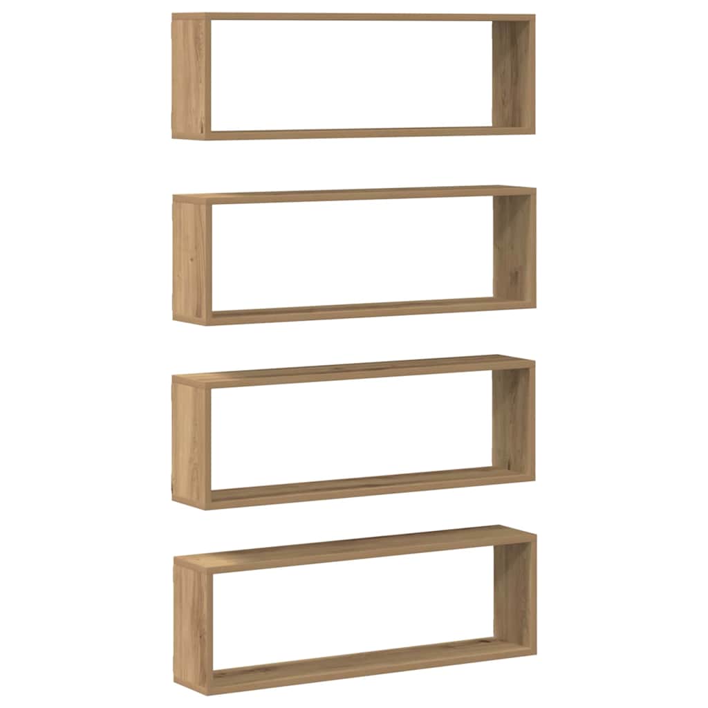 Fali Polc 4 pcs Kézműves tölgy 80 x 15 x 26 cm Faanyag