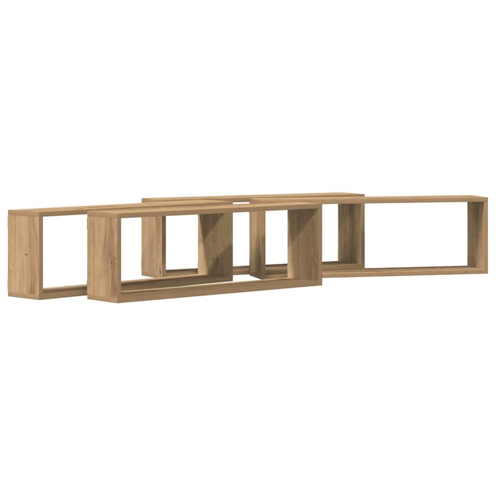 Fali Polc 4 pcs Kézműves tölgy 80 x 15 x 26 cm Faanyag