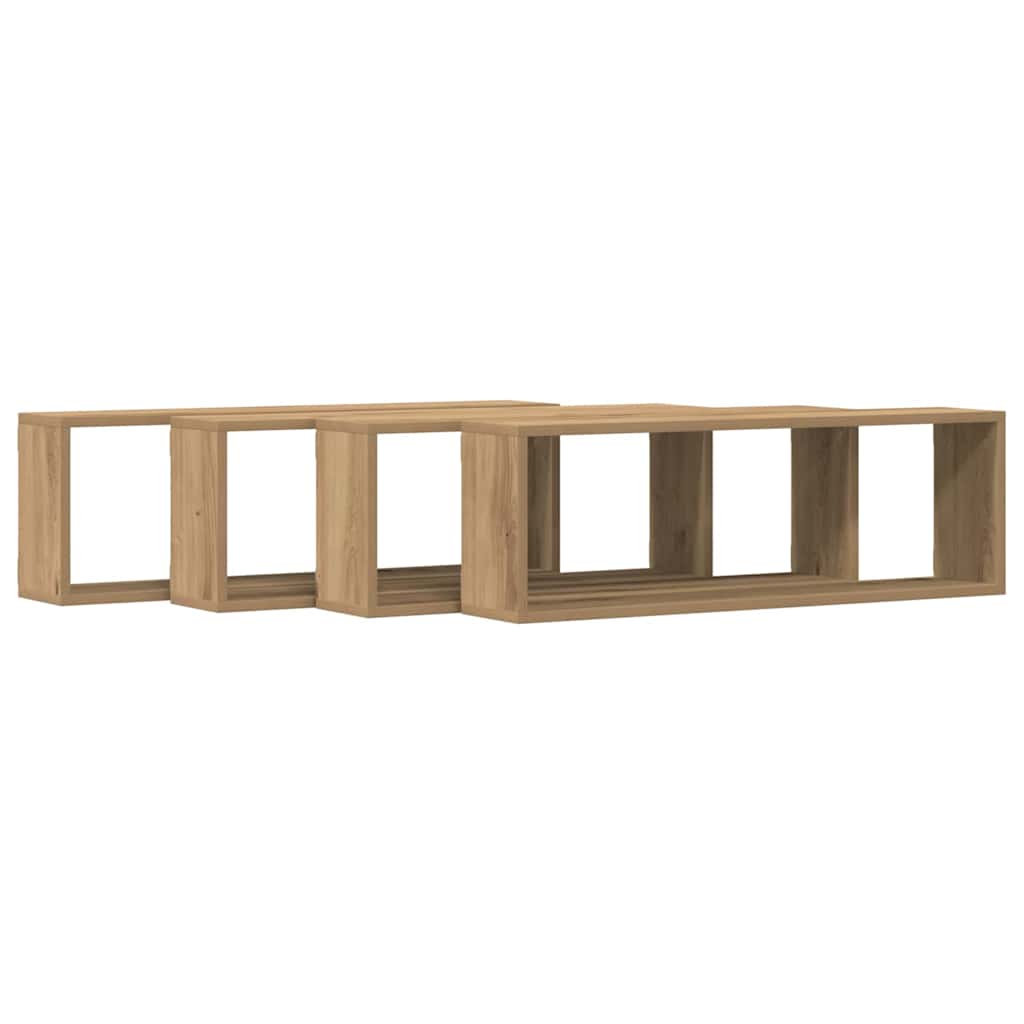 Fali Polc 4 pcs Kézműves tölgy 80 x 15 x 26 cm Faanyag