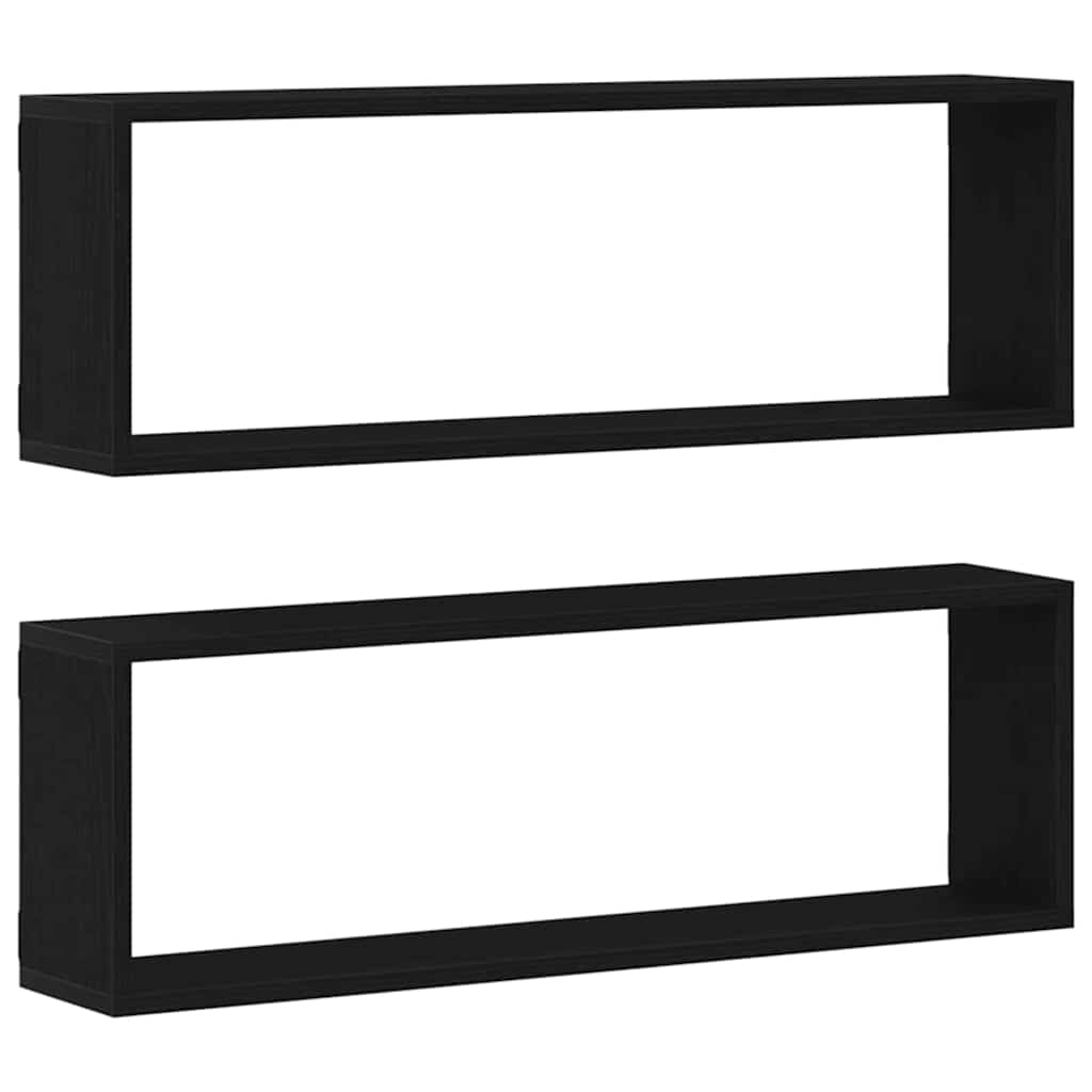 Fali Polc polcokkal 2 pcs Fekete tölgy 80 x 15 x 26 cm Faanyag