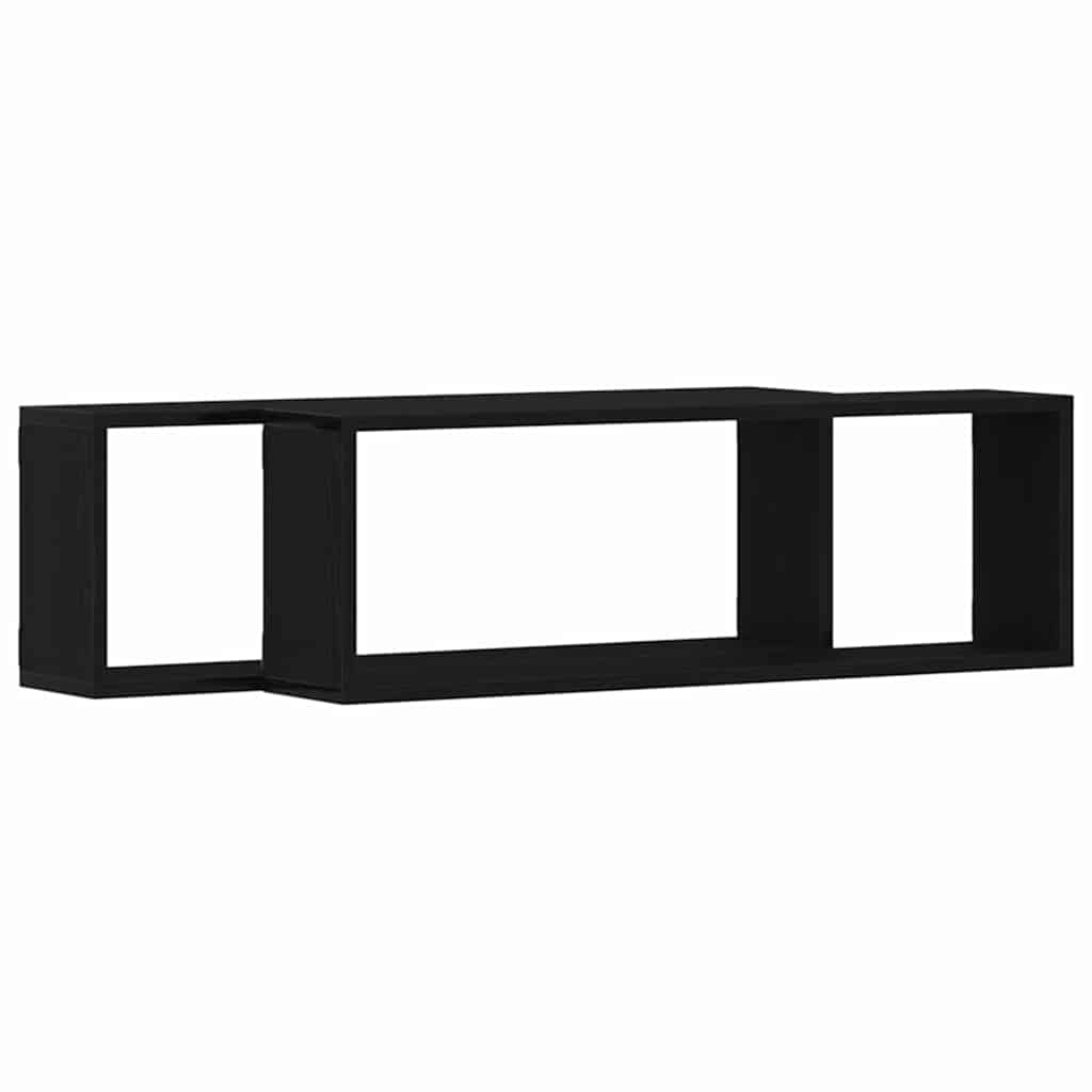 Fali Polc polcokkal 2 pcs Fekete tölgy 80 x 15 x 26 cm Faanyag