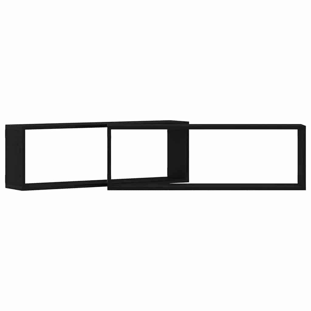 Fali Polc polcokkal 2 pcs Fekete tölgy 80 x 15 x 26 cm Faanyag
