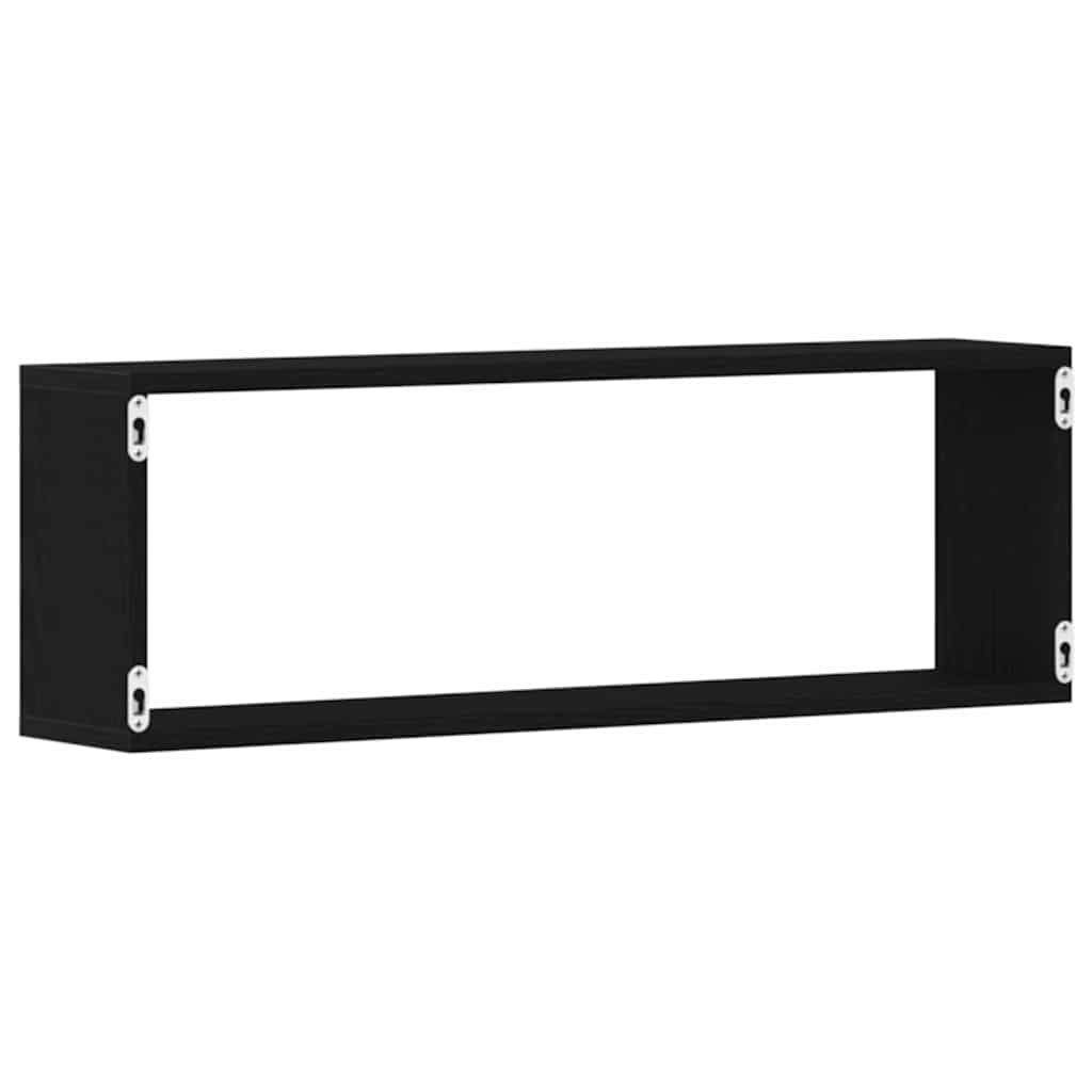 Fali Polc polcokkal 2 pcs Fekete tölgy 80 x 15 x 26 cm Faanyag