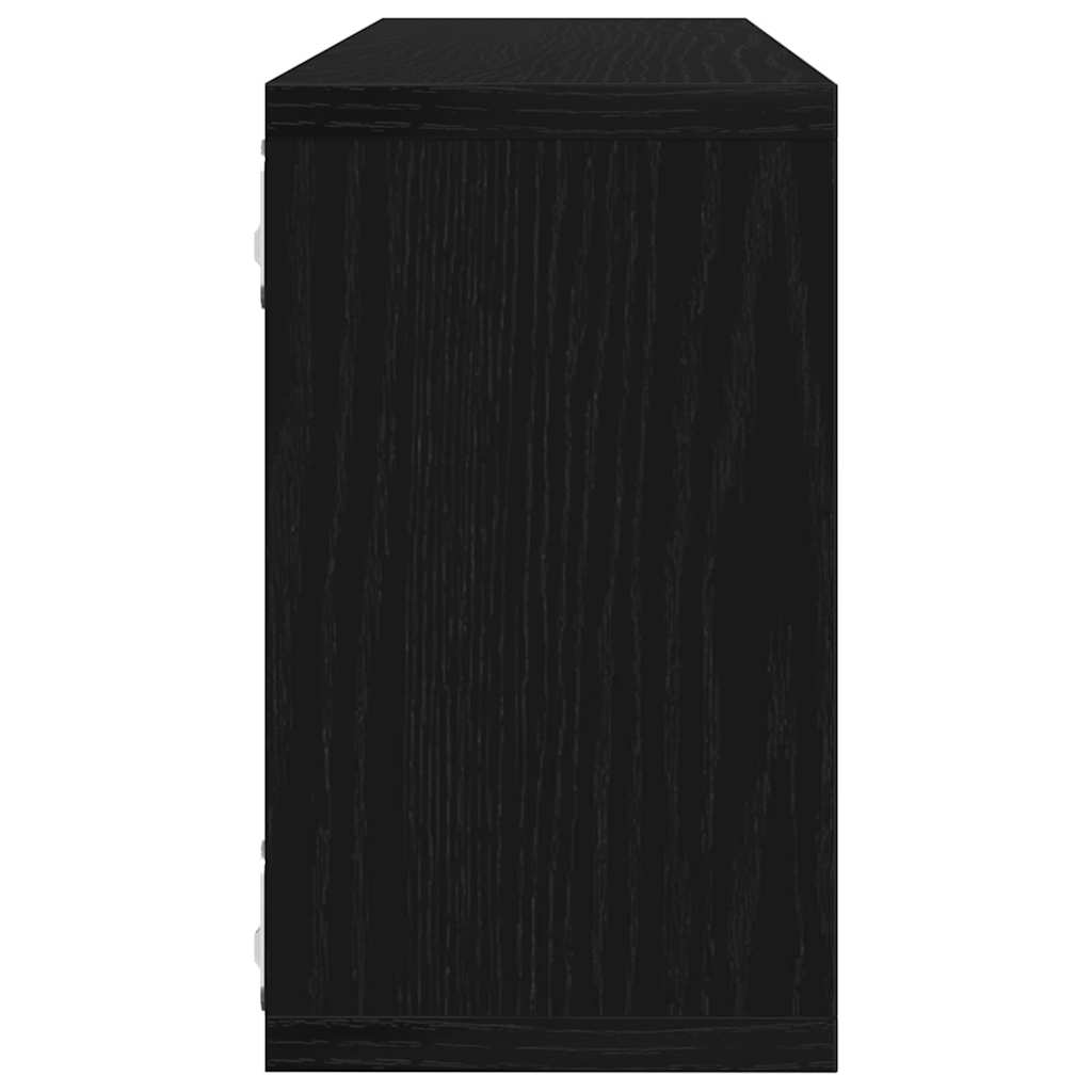 Fali Polc polcokkal 2 pcs Fekete tölgy 80 x 15 x 26 cm Faanyag