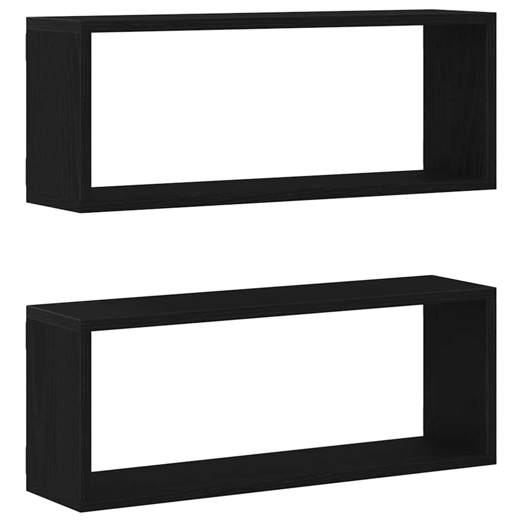 Fali Polcok polcokkal 2 pcs Musta tammi 60 x 15 x 23 cm Faanyag