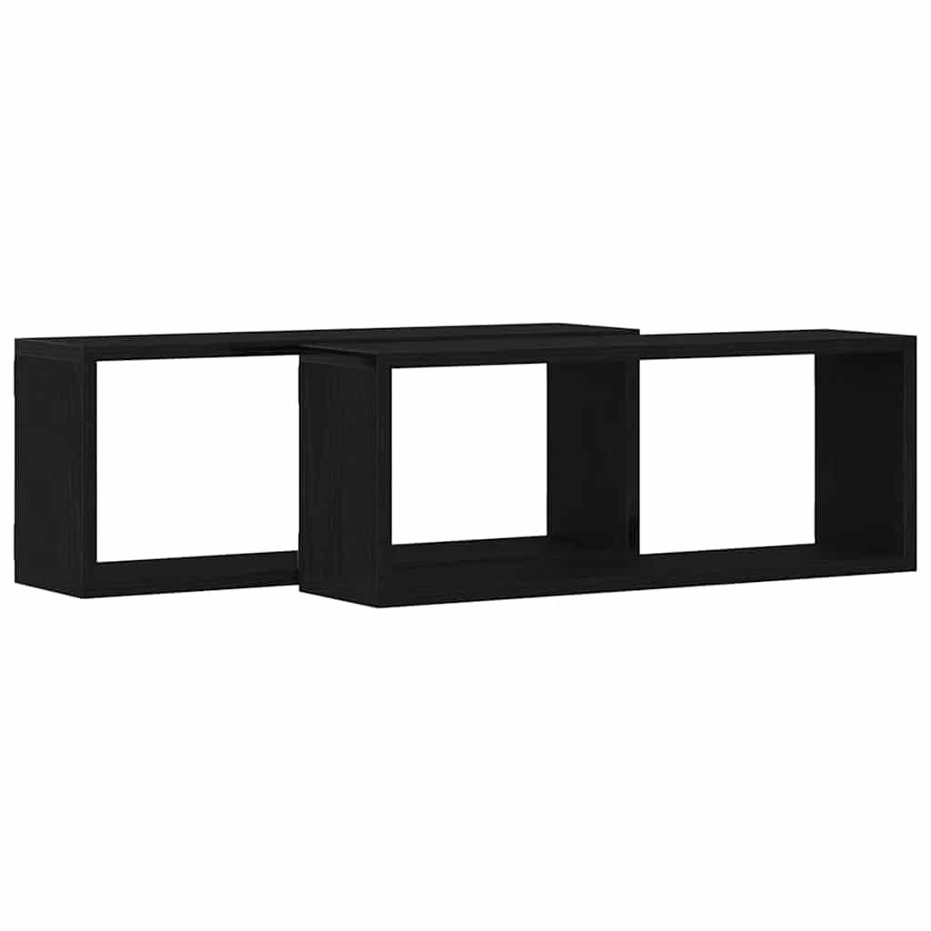 Fali Polcok polcokkal 2 pcs Musta tammi 60 x 15 x 23 cm Faanyag