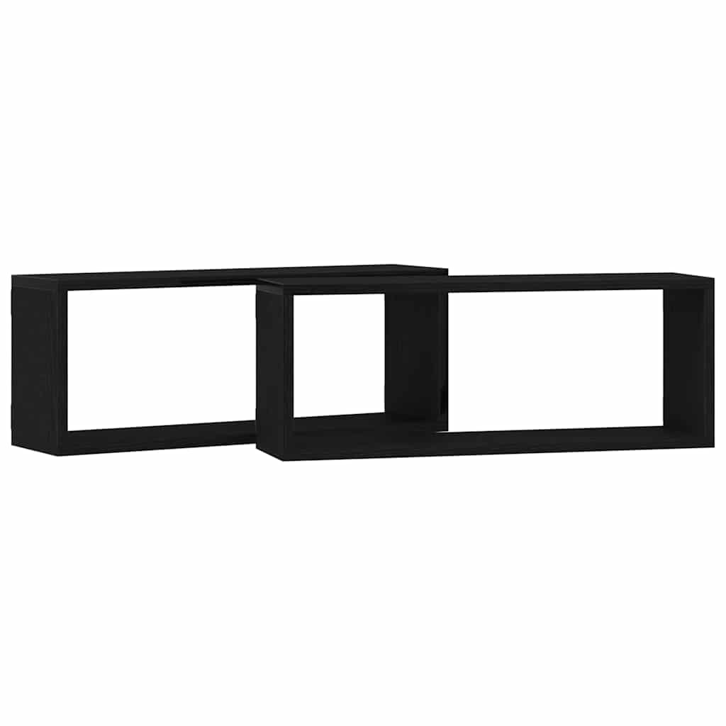 Fali Polcok polcokkal 2 pcs Musta tammi 60 x 15 x 23 cm Faanyag