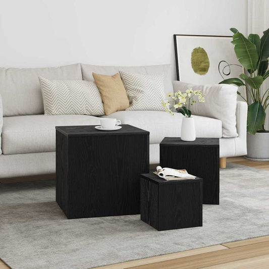 Fészekasztal 3 pcs Musta tammi 45 x 45 x 45 cm Faanyag