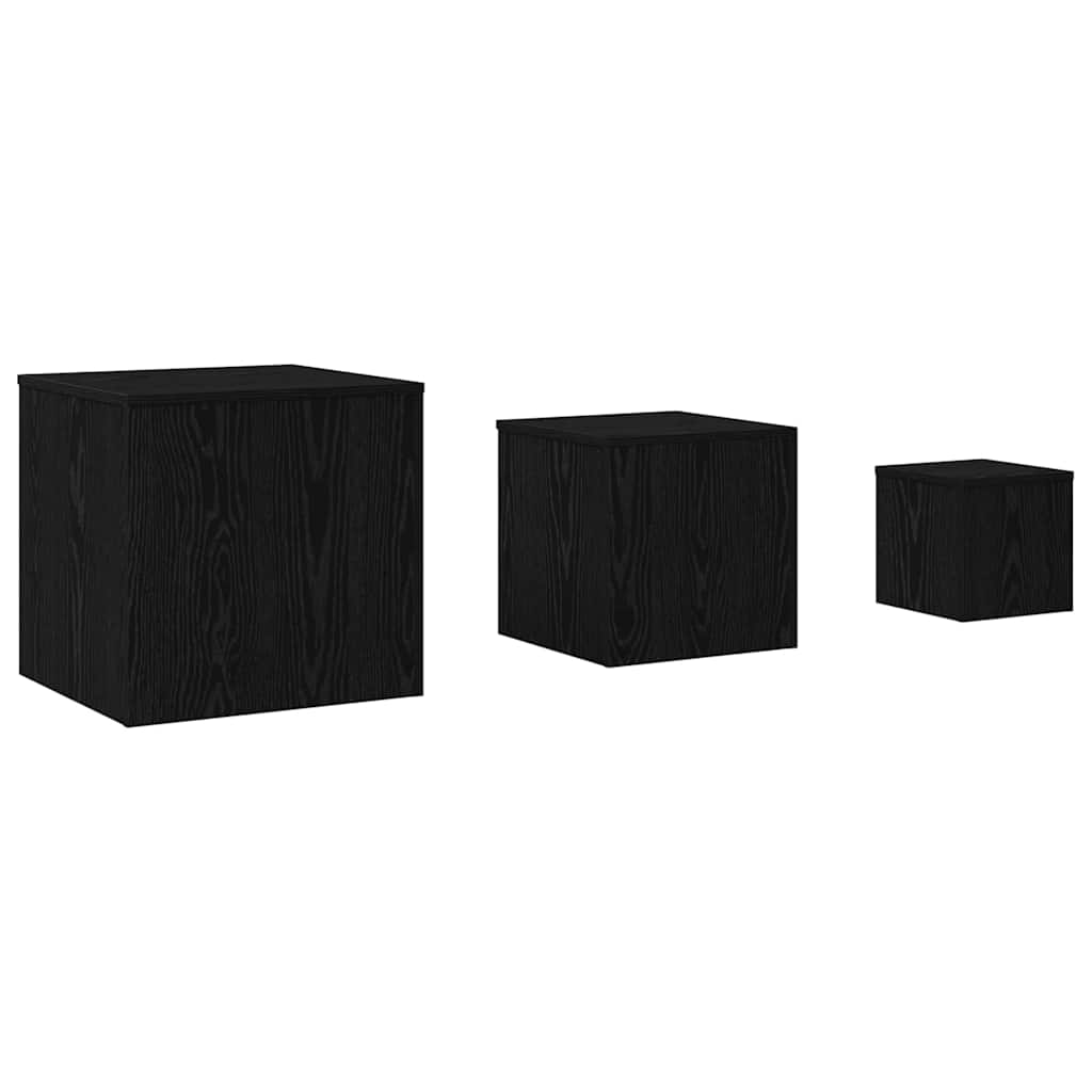 Fészekasztal 3 pcs Musta tammi 45 x 45 x 45 cm Faanyag
