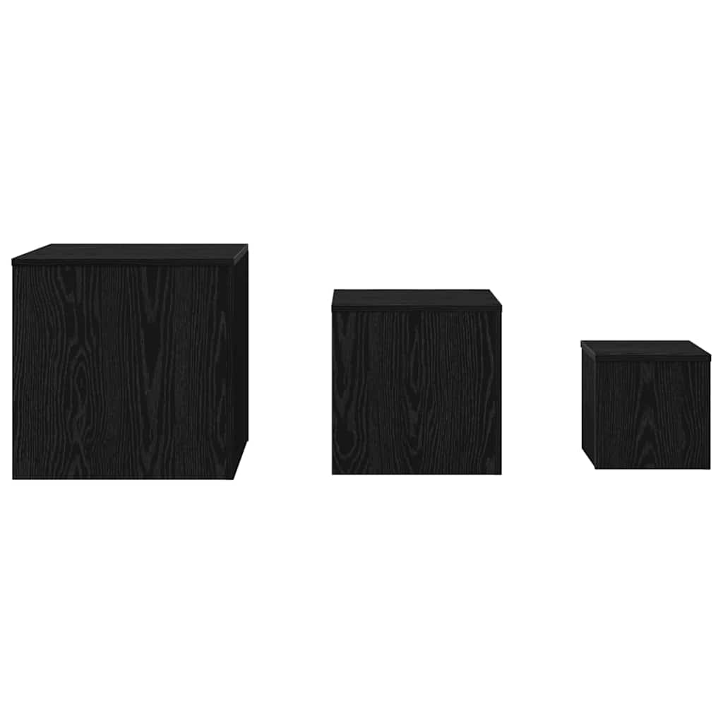 Fészekasztal 3 pcs Musta tammi 45 x 45 x 45 cm Faanyag