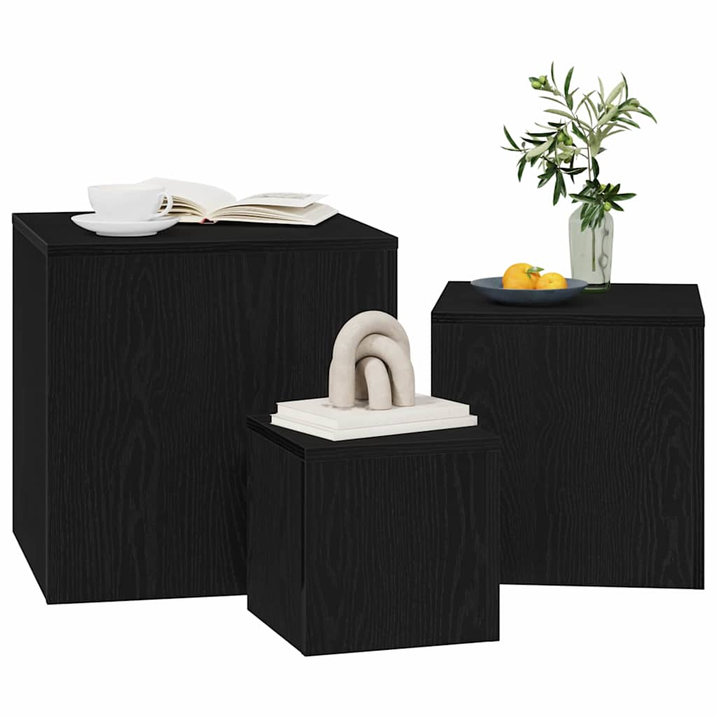 Fészekasztal 3 pcs Musta tammi 45 x 45 x 45 cm Faanyag