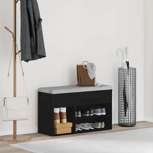 Cipőpad polcokkal tárolóval Musta tammi 80 x 30 x 45 cm Faanyag