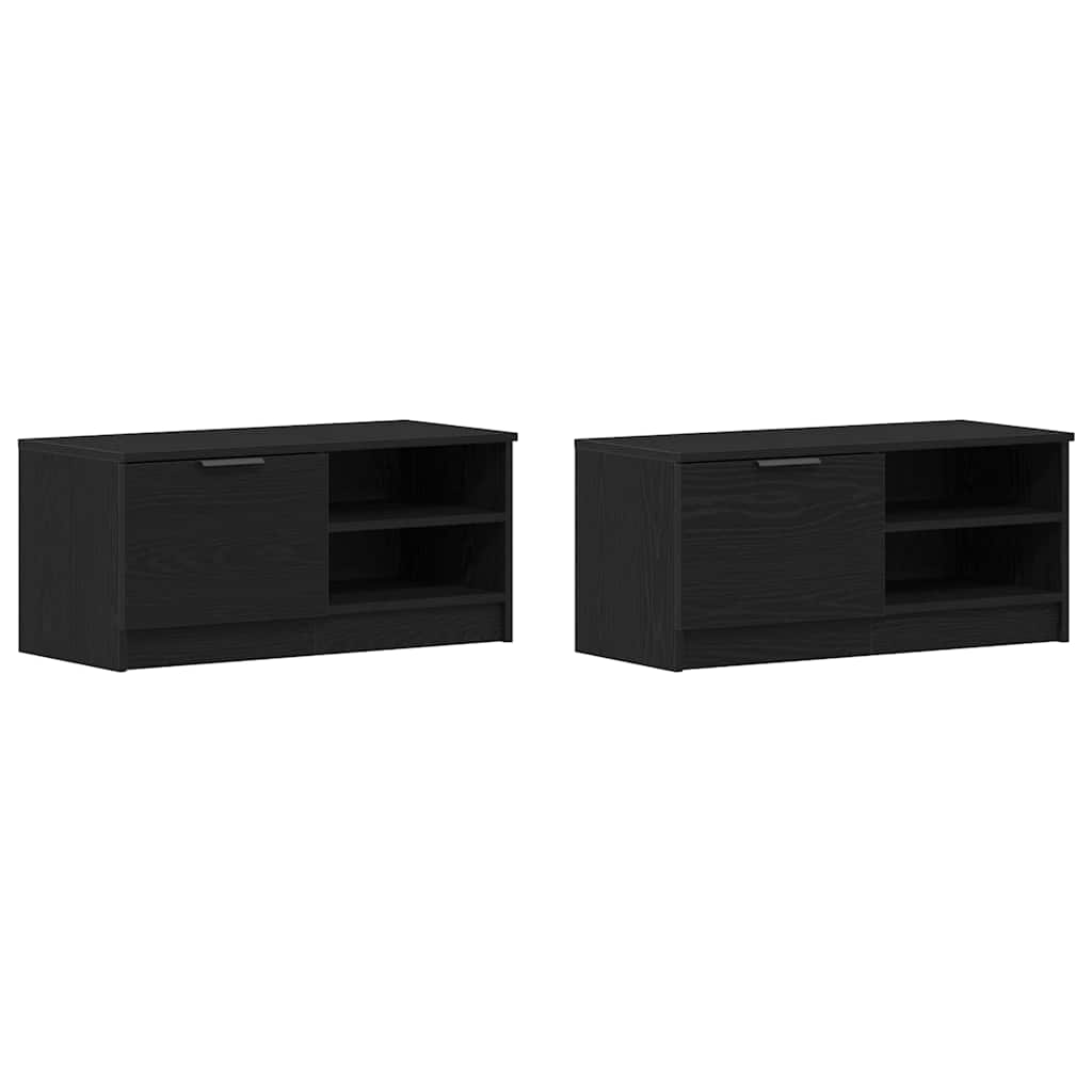 TV szekrény 2 pcs Fekete tölgy 80 x 35 x 36,5 cm Faanyag