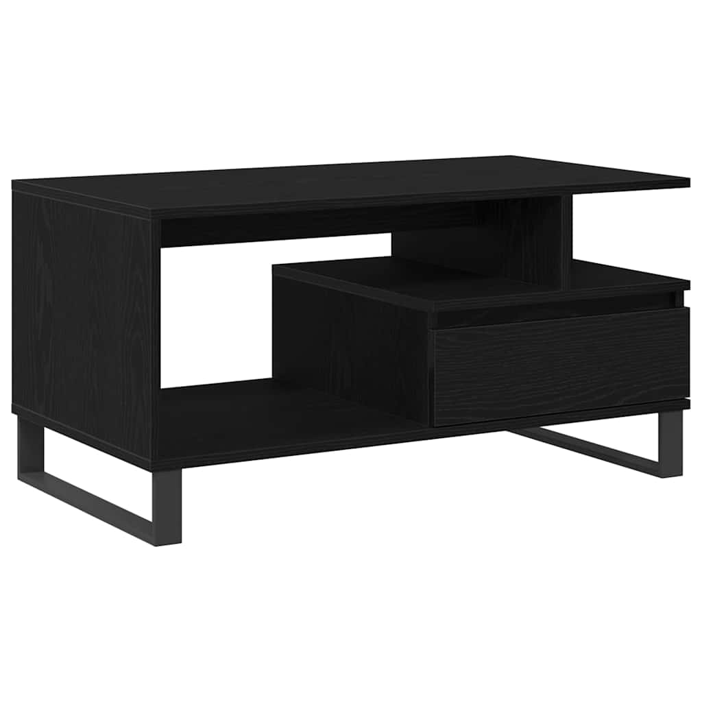 Dohányzóasztal with Drawer Musta tammi 90 x 49 x 45 cm Faanyag