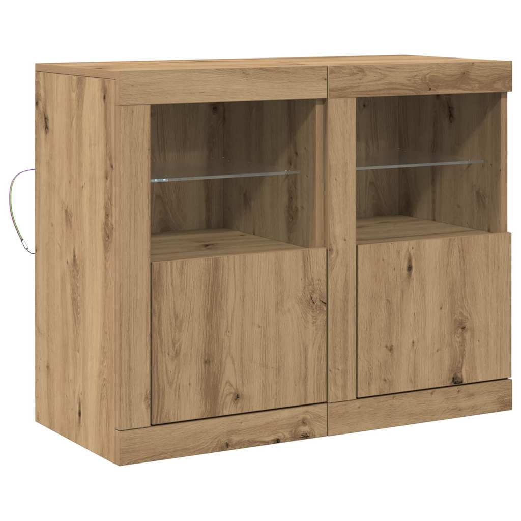 Oldalsó szekrény 2 pcs kézműves tölgy 41 x 37 x 67 cm Faanyag