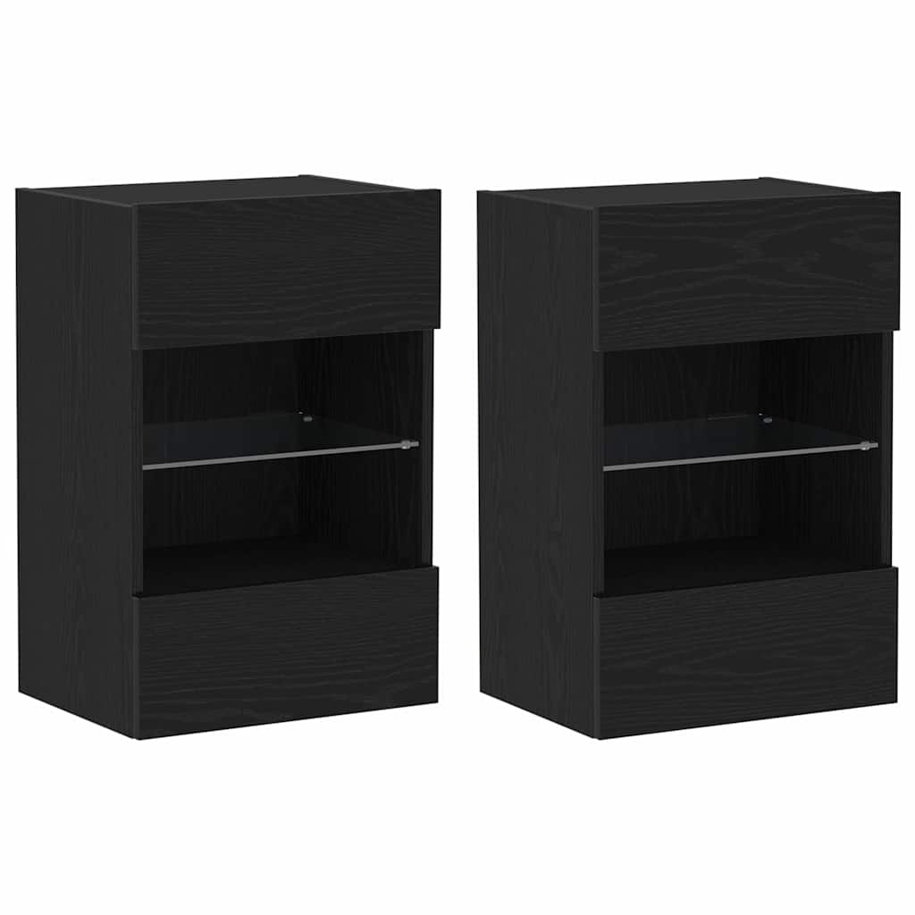 TV szekrény garnitúra 2 pcs Fekete 40 x 30 x 60,5 cm Faanyag